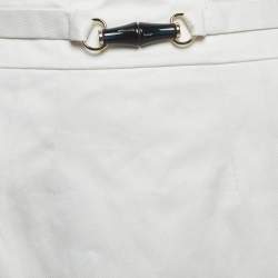 Gucci White Cotton Bamboo Buckle Detail Pencil Skirt S