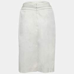 Gucci White Cotton Bamboo Buckle Detail Pencil Skirt S