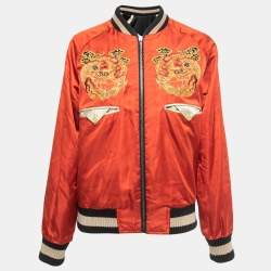 Gucci Black Satin / Patent Look Bomber Jacket Jacket W 