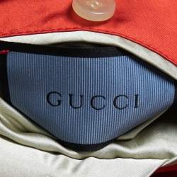 Gucci Black Tiger Embroidered Satin Reversible Bomber Jacket L