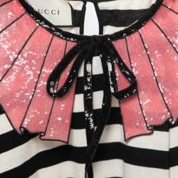Pre Owned Gucci Multicolor Striped Cotton Sequin Detailed Half Sleeve T-Shirt S