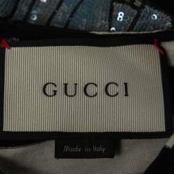 Pre Owned Gucci Multicolor Striped Cotton Sequin Detailed Half Sleeve T-Shirt S