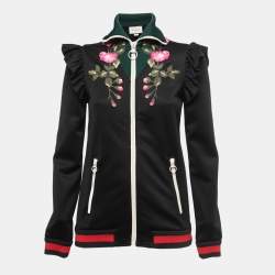 Gucci Black Technical Jersey Embroidered Zip-Up Jacket S Gucci | TLC