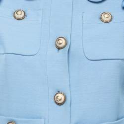 Gucci Blue Wool Blend Ruffled Skirt Suit S