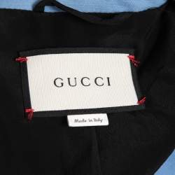 Gucci Blue Wool Blend Ruffled Skirt Suit S