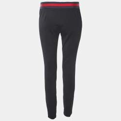 Pre Owned Gucci Black Knit Web Stripe Bow Detail Trousers S