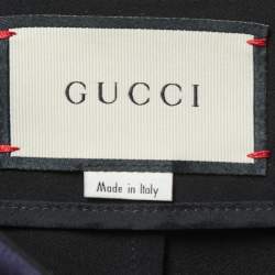 Pre Owned Gucci Black Knit Web Stripe Bow Detail Trousers S