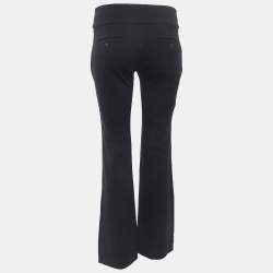 Gucci Black Crepe GG Logo Plaque Kick-Flare Legged Trousers S