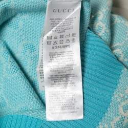 Pre Owned Gucci Blue GG Jacquard Knit Sweater Top S