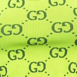 Pre Owned Gucci Neon Green GG Patterned Stretch Knit Sleeveless Crop Top S