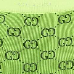 Pre Owned Gucci Neon Green GG Jacquard Jersey Leggings S