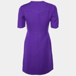 Gucci Purple Wool Pintuck Detail Sheath Dress S