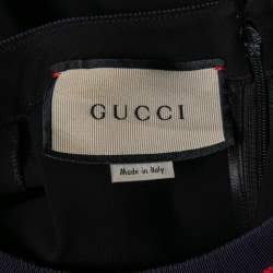 Pre Owned Gucci Black Stretch Crepe Button Embellished Midi Dress M