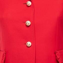 Gucci Red Wool & Silk Ruffle Detail Single Breasted Blazer S