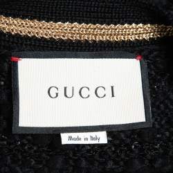 Gucci Black Boucle Knit Web Cardigan L