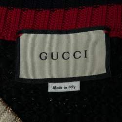 Pre Owned Gucci Black Boucle Knit Web Skirt L