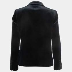 Pre Owned Gucci Black Velvet Silk Trim Single Breasted Blazer M