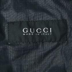 Pre Owned Gucci Navy Blue Nylon Button Front Hooded Jacket 3XL