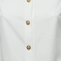 مملوكة مسبقًا Gucci White Cotton Button Front Ruffled Full Sleeve Shirt Blouse S