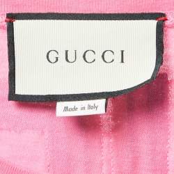 Gucci Pink Maison De L'Amour Print Cotton Crew Neck Half Sleeve T-Shirt S