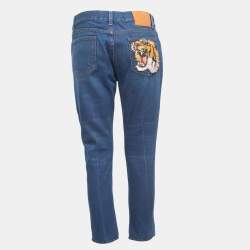 Gucci Blue Denim Embroidered Patch Jeans M Waist 30"