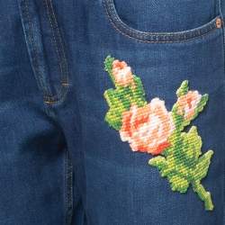 Gucci Blue Denim Embroidered Patch Jeans M Waist 30"