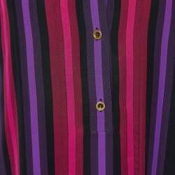 Pre Owned Gucci Purple Striped Silk Shift Dress M