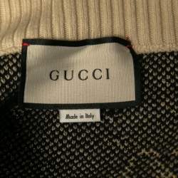 Pre Owned Gucci Black/Metallic GG Patterned Knit Skirt M