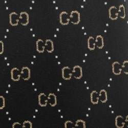 Pre Owned Gucci Black/Metallic GG Patterned Knit Skirt M