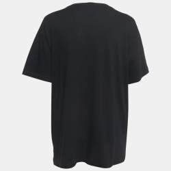 Gucci Black Cotton Logo Embellished Half Sleeve T-Shirt XS