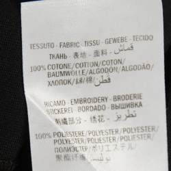 Pre Owned Gucci Black Cotton Logo Sequin Detailed Half Sleeve T-Shirt S