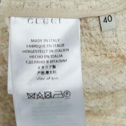 Gucci Off White Tweed Web Stripe Detail Buttoned Jacket S