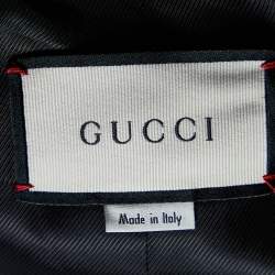 Gucci Black & White Patterned Wool & Cotton Coat M