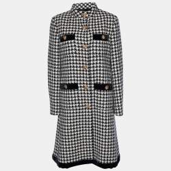 Gucci Black & White Patterned Wool & Cotton Coat M