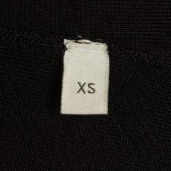 Pre Owned Gucci Black Jersey Logo Detailed Neck Short Sleeve T-Shirt XS