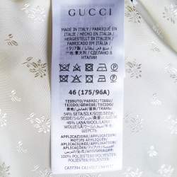 Pre Owned Gucci Cream Silk & Wool Logo Patch Crop Jacket L