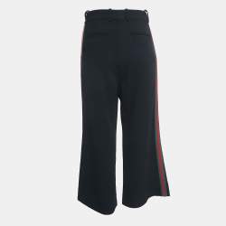 Pre Owned Gucci Black Crepe Web Stripe Detailed Culottes S