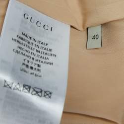 Gucci Beige Striped Wool Horsebit Belt Detailed Midi Skirt S