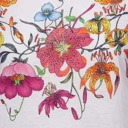 Gucci White Floral Print Cotton Knit Short Sleeve T-Shirt M