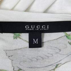 Gucci White Floral Print Cotton Knit Short Sleeve T-Shirt M
