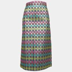 Gucci Multicolor G Patterned Jacquard Midi Skirt S