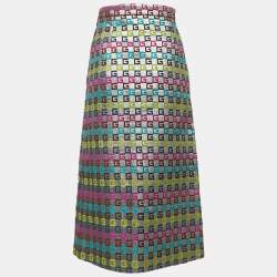 Gucci Multicolor G Patterned Jacquard Midi Skirt S