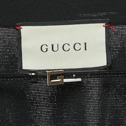 Gucci Black Jersey Ruffled Neck Belt Detail A-Line Mini Dress M
