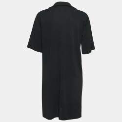 Gucci Black Jersey Ruffled Neck Belt Detail A-Line Mini Dress M