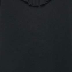 Gucci Black Jersey Ruffled Neck Belt Detail A-Line Mini Dress M