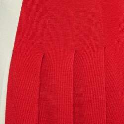 Gucci Cream/Red Wool Elasticized Waist Pleated Midi Skirt S
