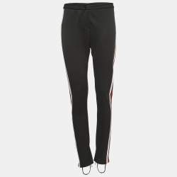 Gucci Black Jersey Web Trim Detail Stirrup Skinny Trousers XL