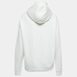 Pre Owned Gucci White Cotton Sequin-Embellished Logo Hoodie S