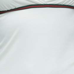 Pre Owned Gucci White Modal Web Stripe Detailed Long Sleeve Top XS