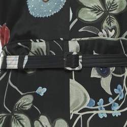 Gucci Black Floral Print Silk Halter Neck Slit Detail Maxi Dress S